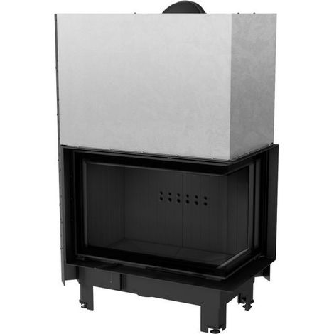 Insert cheminée MBM 10 BLACK BS vitre à droite ouverture relevable + 2 bouches recuperateur