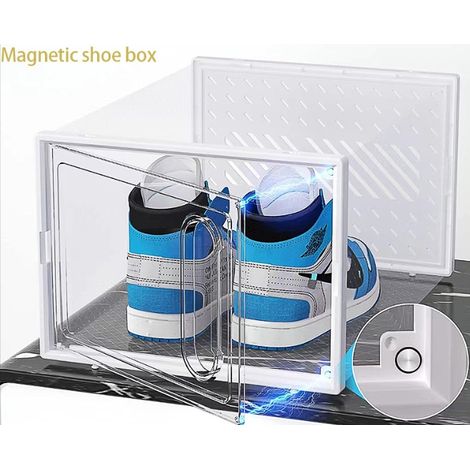 Magnétique double cadre en plastique dur noir haut épaissi et agrandi anti-oxydation type de tiroir pliable anti-poussière à ouverture latérale boîte de rangement boîte à chaussures 35.52518CM 1 (1/4)
