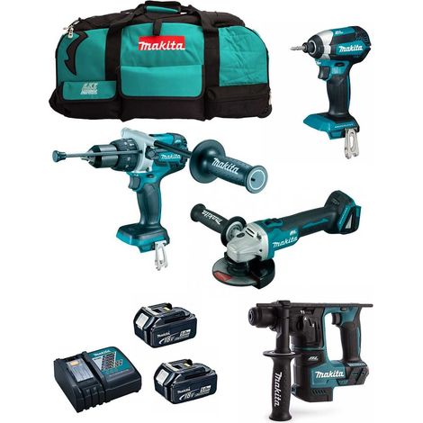MAKITA Kit MK402 (DHP481 + DHR171 + DGA504 + DTD153 + 2 x 5,0 Ah + DC18RC + LXT600) (1/5)