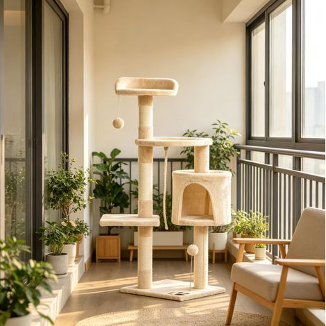 Árbol para gatos con rascadores y hamaca 114 cm OKMYHOME (1/2)