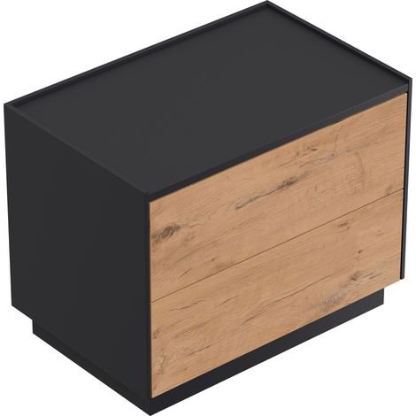 Design Nachttisch Kommode Concepto XL 70cm, 2 Pushauszüge Oak (1/5)