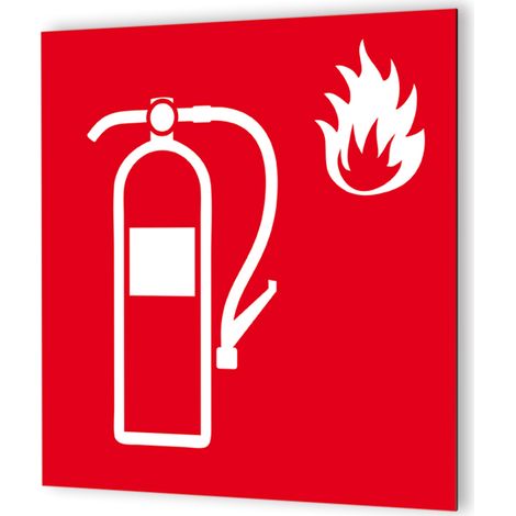 Pictogramme Extincteur Lutte Incendie - Panneau Signalétique Dibond Blanc - 20x20 cm - Fabrication Française (1/5)