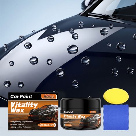 Car paint care kit - gentle daily care, won't damage car paint, long-lasting protection, brightening, and water-repellent wax -- 40g + 1 sponge + 1 towel/box (1/5)