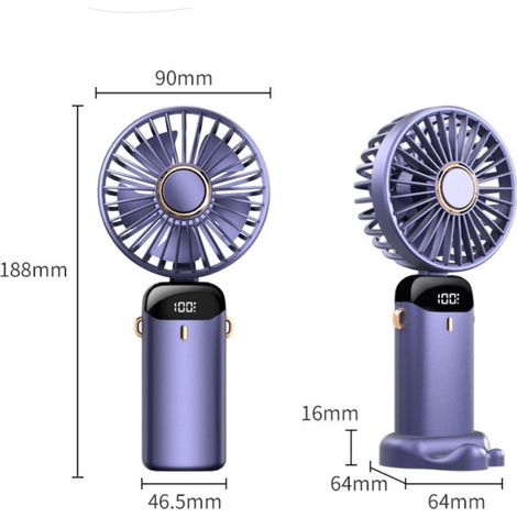 Mini-Ventilator für unterwegs: 4000 mAh, wiederaufladbar, kleiner Handventilator mit kühlendem Luftstrom für Frauen, Männer und Kinder, ideal zum Abschminken, Geschenkidee (1/5)