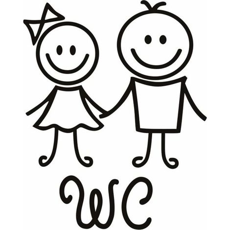 Amovible Bande Dessinée WC Stickers Muraux Toilettes Toilettes Murales Autocollant PVC Murales,2pcs (1/5)