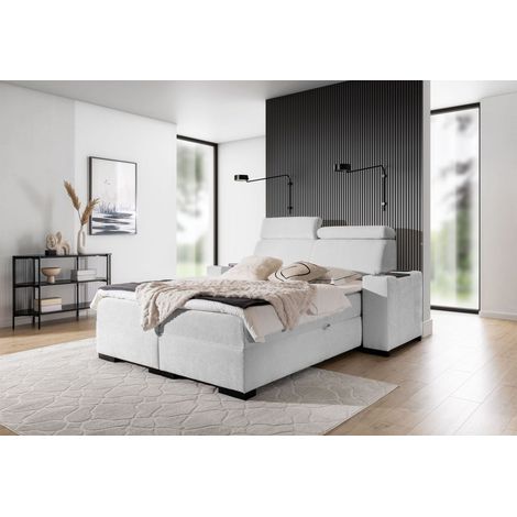 Boxspringbett Bett NESTOR 200x200cm Set.2 in Stoff Dress Me Pearl (1/5)