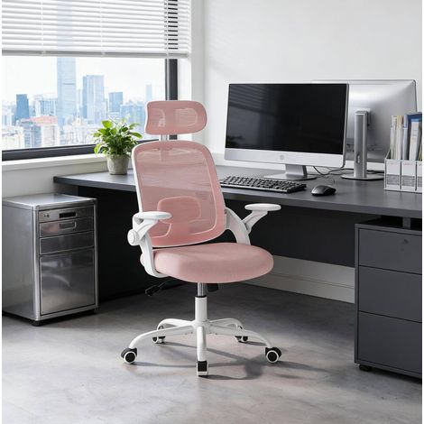 Bürostuhl 63.5x47x109.5-117.5 cm Rosa aus Metall, Mesh und PP mit hoher Rückenlehne (1/3)