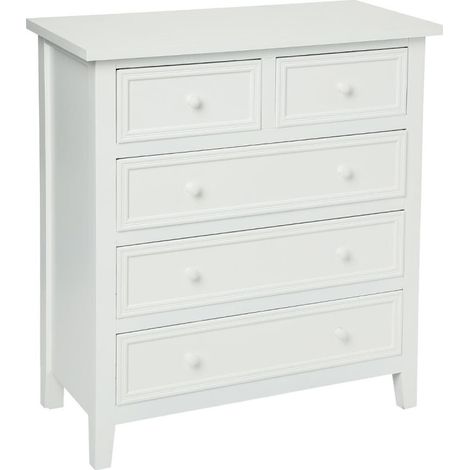 [JAMAIS UTILISE] Commode 5 tiroirs ATMOSPHERA Charme Blanc - 121474B