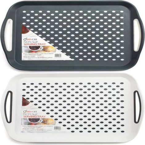 Plateau De Service - Rectangulaire 40,5 x 28,5 cm - Surface Antidérapante En Caoutchouc - Poignées Ergonomiques - Pour Maison Et Restaurant - Lot De 2 (1/5)