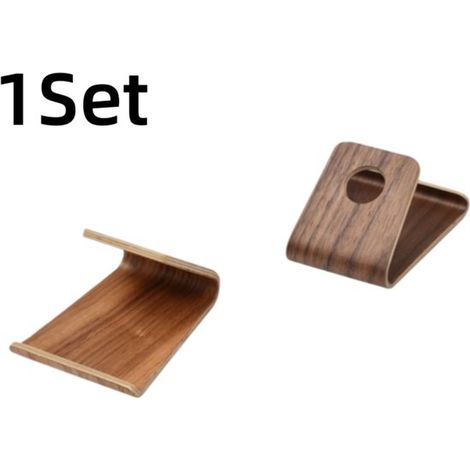 2 pezzi - Supporto per telefono - Supporto da scrivania per telefono - Legno - Design portatile e minimalista - 1057 cm - Colore legno (1/5)