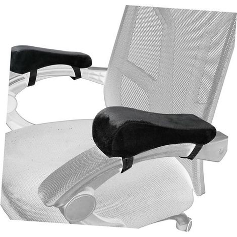 Cojín reposabrazos para silla de oficina, Juego de 2 piezas, Cojín para codo, 25 x 7,5 x 3 cm, Universal, Ergonomía avanzada, Negro (1/5)