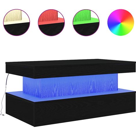 Maison Exclusive - Mesa de centro con luces LED roble negro 90x50