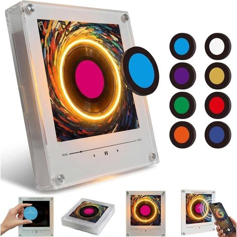 Platine vinyle magnétique pour réfrigérateur, ensemble de 9 aimants rétro musicaux avec lecteur programmable NFC, aimants vintage en forme de disques vinyle pour réfrigérateur (1/2)