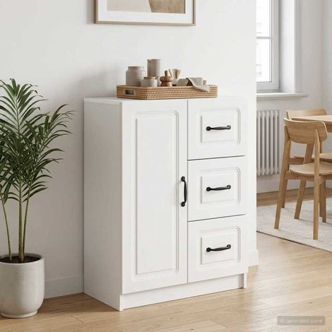 Buffet Blanc brillant 66 x 34,5 x 87 cm Bois d'ingénierie (1/5)