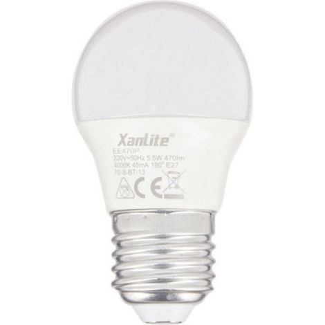 Xanlite – Ampoule LED E27 P45 5,3W (40W eq.) – 470 lumens – Lumière blanc chaud 2700K – Durée de vie 15000h – EE470P (1/7)