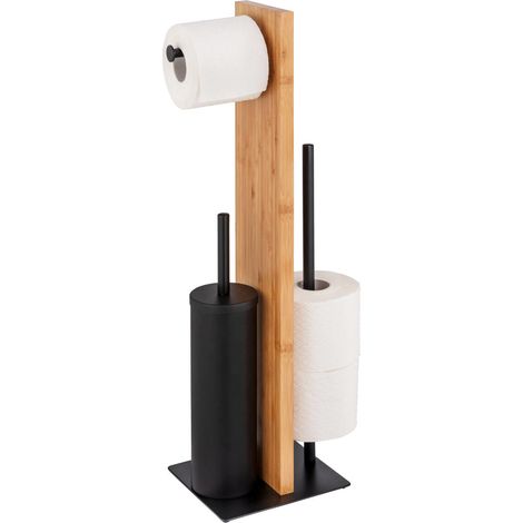 Toilettenpapierständer mit Ersatzrollenhalter und WC-Bürste LESINA, 3in1, Bambus, WENKO (1/5)