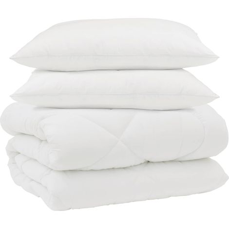 Duvet d'hiver avec oreiller 3 pcs Blanc Microfibre (1/5)