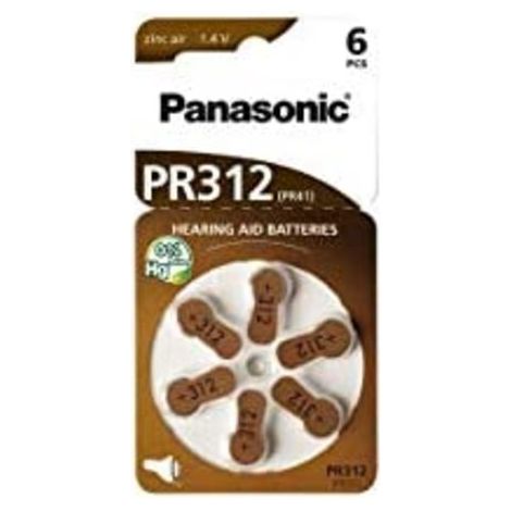Batterie a Bottone per Protesi Acustiche PR312 PR41, 6pz (1/2)
