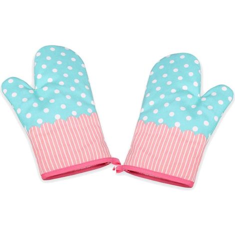 1 Paire Gants de cuisine, silicone antidérapant, coton matelassé, 27x16 cm, pour pâtisserie et grillades (1/5)
