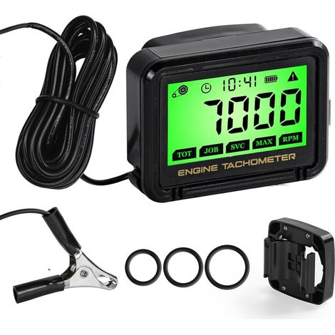 Tachymètre Numérique pour tronçonneuse Compte Tour Tachymètre Sans Fil Inductif,batterie remplaçable, Compte Tour de moteur Étanche Générateur Maintenance Outil pour Moto, Tondeuse,Marine,Motoneige (1/5)