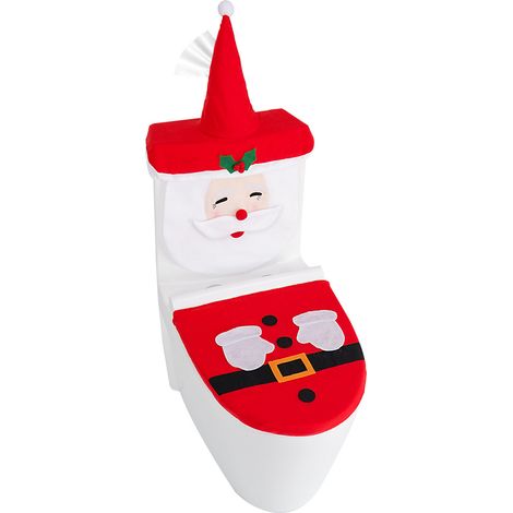 Toilettendeckel mit Weihnachtsmotiv, 2 Stück, waschbare Toiletten-Weihnachtsdekoration, Taschentuchbox, Weihnachtsdekoration für Zuhause, Badezimmer, Dekoration