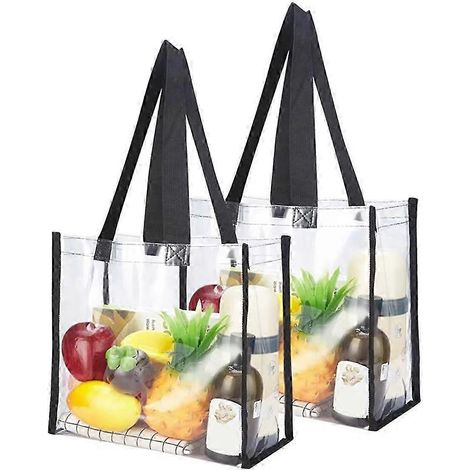Lot de 6 sacs fourre-tout transparents Stadium, sacs à bandoulière en PVC transparent pour femmes, sacs fourre-tout en plastique avec poignées (1/5)