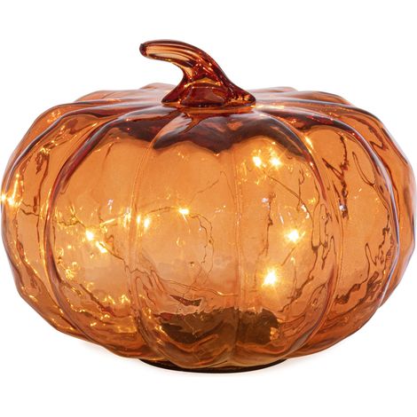 ZUCCA CON LED VETRO ARANCIONE BIZZOTTO AUDRY D20X16H