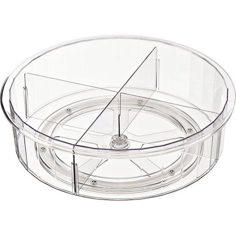 Plateau tournant de rangement - PET transparent 30,5cm - Organisateur rotatif pour épices cuisine et cosmétiques (1/5)