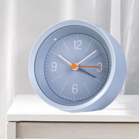 Elektronischer Wecker, zuverlässig, formschön, mit klarem Display, analog, für Schlafzimmer, Regal oder Tisch, blau (1/5)