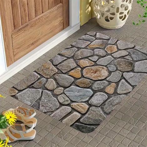 Tapis de bienvenue 2D (1 pièce) - tapis d'entrée extérieur, convient pour la porte d'entrée et le jardin, 60 x 90 cm (1/5)