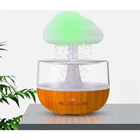 J026 400 ml Fassungsvermögen 10 W Regentropfen-Wolken-Luftbefeuchter Aromatherapie-Gerät Regenwolken-Luftbefeuchter USB Typ-C Leise Farbige Atmosphäre Licht Tropischer Wald Aromatherapie-Gerät