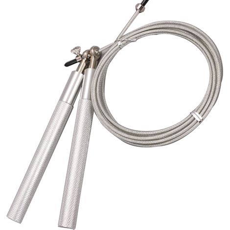 Corde à Sauter - Câble Acier Gainé PVC - Poignées en Alliage d'Aluminium - Roulement à Billes 360° - Réglable en Longueur - 1 Pièce (1/5)