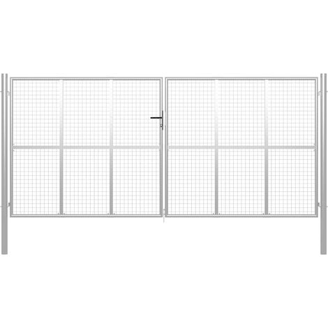 Cancello da Giardino in Acciaio Zincato 400x200 cm Argento vidaXL