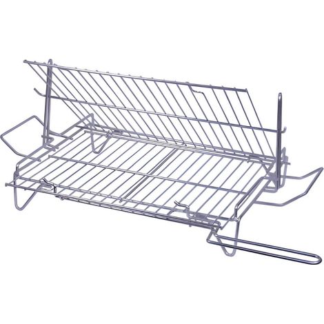Grille Double giratoire barbecue en Zinc coloris Gris - 57 x 40 cm