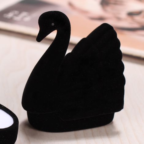 Caja de joyería para mujer, pendientes, regalos de Navidad, soporte para anillos, caja para anillos para ceremonias de boda, pequeñas cajas de regalo para joyas, anillo (negro) (1/5)