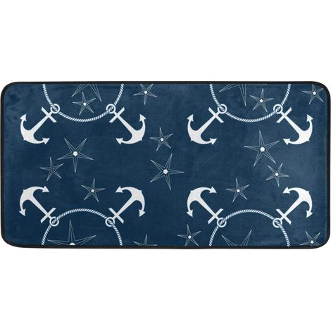 Tapis de Cuisine Ancres Nautiques rétro Paillasson Bleu Marine à Motif antidérapant pour Plancher Tapis de Sol pour Tapis de Tapis de Bain, 99 X 50.8CM (1/5)