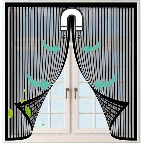 Stores magnétiques - rayures noires cryptées - 120 x 120 cm - sans perçage (1/4)