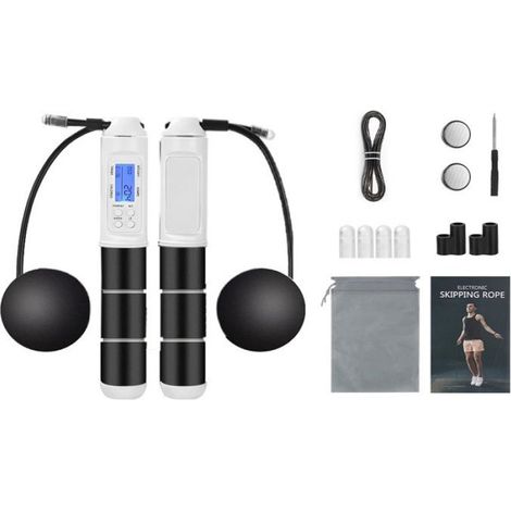 Corde à Sauter Sport, Corde a Sauter avec Compteur, Jump Rope Réglable, LCD écran montrant, Poignées Antidérapantes pour (1/4)