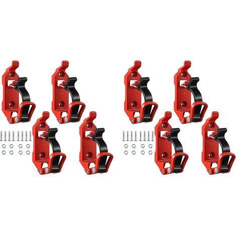 Dachgepäckträger-Schaufelhalterung, Metall- und Gummiklemmen, Wandhalterungen, Schnellverschluss-Montagesatz (8-teilig) rot (1/4)