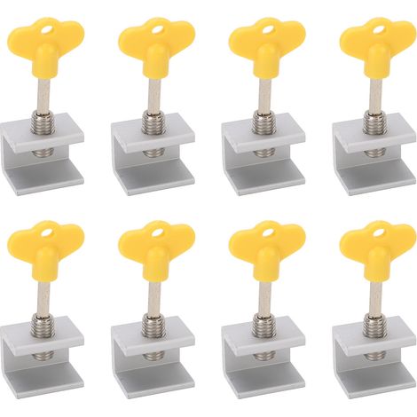 Lot de 8 verrous de fenêtre réglables à un trou, en alliage d'aluminium, coulissants verticaux et horizontaux, couleur argent. (1/5)