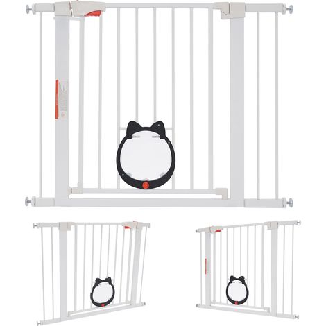 Barriere De Securite Chien Verrouillable Barrière pour Animaux De Compagnie Barrière Escalier Enfant,pour Chambre à Coucher, Couloir, Salon, Balcon, Escalier (Blanc, 93 76cm) (1/5)