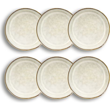Lot de 6 assiettes coupes en grès 20cm, BORAL