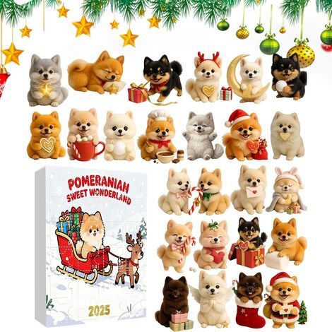 Jouet de compte à rebours de Noël - Pendentif plat 2D en acrylique - Calendrier de l'Avent avec motif chien pour enfants - Pour femmes, hommes, filles, adolescents, conjoints, fils, filles