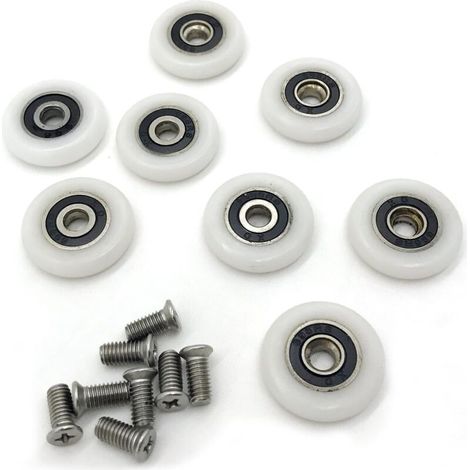 8 Pièces Poulie de Porte Douche,Roulette Porte Coulissante Douche,19mm Galets de Porte de Douche Antirouille roulettes Cabine de Douche Robuste Durable pour Cabine Salle de Bains Porte en Verre (1/4)