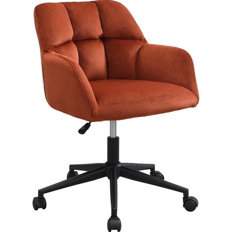 Chaise de bureau - Velours - Terracotta et noir - Hauteur réglable - PEGA
