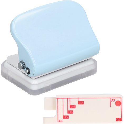 Hole Punch Ruler Design Quick Positioning 3 Holes Metal Paint Body Loose Leaf Puncher for DocumentationLight Blue (1/5)