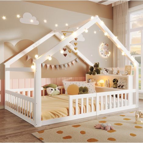 Letto bambini a casetta 140x190 con sponde in pino DESVIAE (1/5)