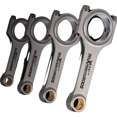 Bielle in acciaio forgiato 4340, lunghezza 138 mm, diametro estremità grande 51 mm, potenza nominale 200 CV, set da 4 (1/5)