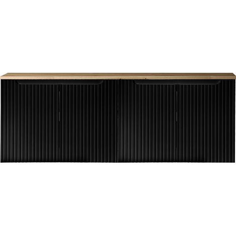 Doppelwaschtisch-Unterschrank 160cm, in schwarz mit Eiche, NEWPORT-56-BLACK (1/5)