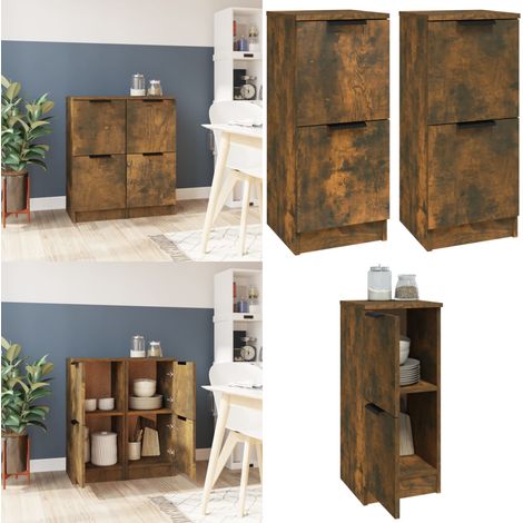 Buffets 2 pcs Chêne fumé 30x30x70 cm Bois d'ingénierie - Buffet - Meuble TV - Commode - Rangement - Bois D'ingénierie - Home & Living (1/5)